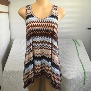 KAREN KANE MULTI COLORED ZIG ZAG PATTERN BLOUSE SIZE SMALL